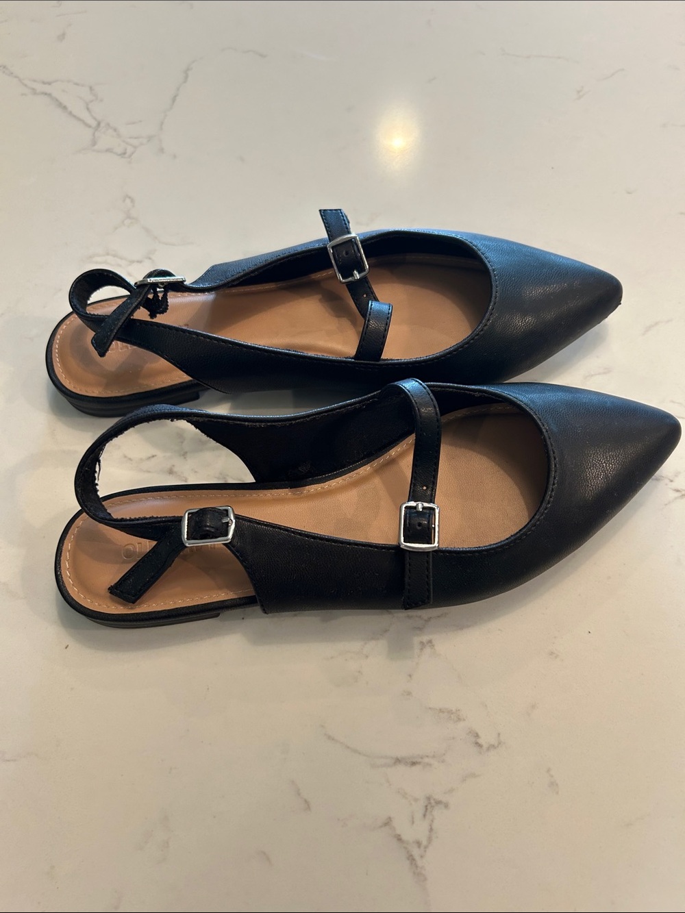 Old Navy Black Pointed Mary Jane Slingback Flats - Picture 3 of 4